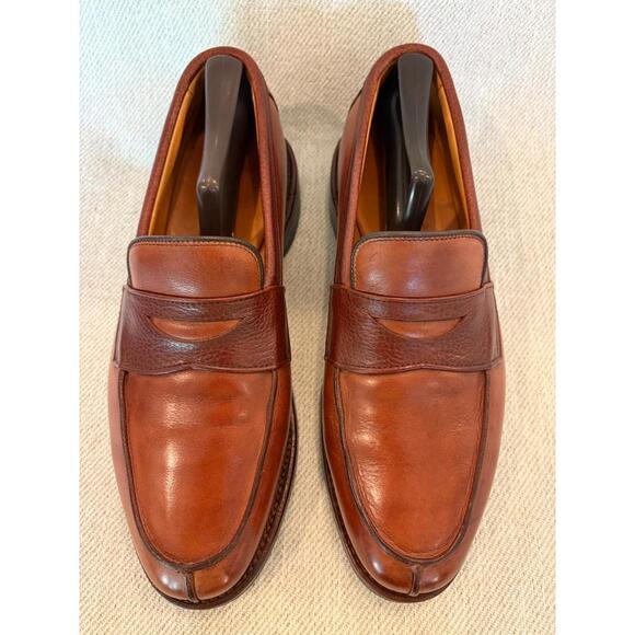 Allen Edmonds BRETON Penny Loafers 8 D Chili Brown Split Toe Leather Shoes USA - Picture 2 of 8